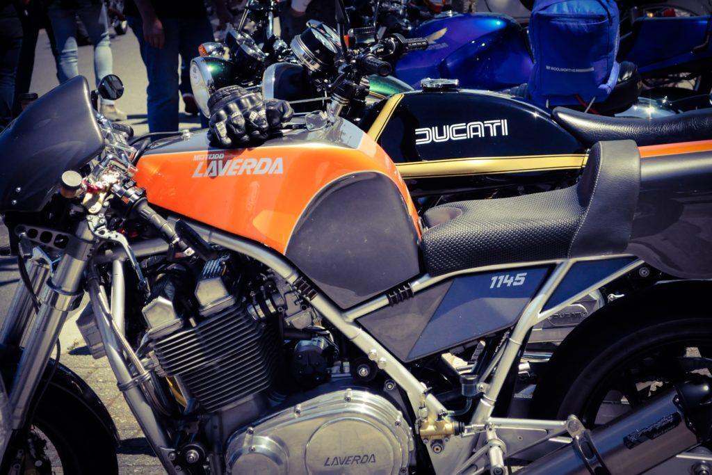 CAPTION: What do we say? Beautiful Laverda, in orange, of course. 